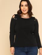 Shein Cutout Crisscross Shoulder Rib Knit T-shirt