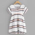 Shein V Neckline Frill Trim Printed Dress