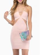 Rosewe Gorgeous Pink Off The Shoulder Hollow Design Sheath Dress