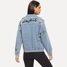 Shein Raw Wash Single-breasted Denim Jacket