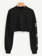 Shein Drawstring Hem Ring Detail Crop Sweatshirt