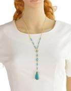Shein Blue Turquoise Long Chain Necklace