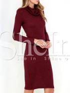 Shein Burgundy Long Sleeve Cowl Neck Dress