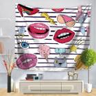 Shein Lips Print Striped Tapestry