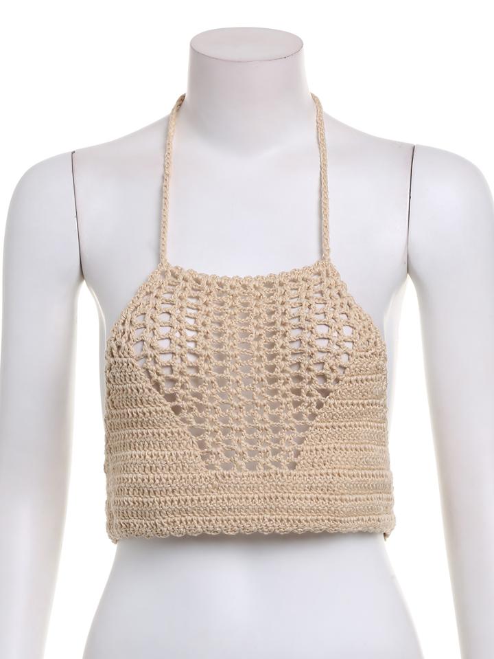 Shein Halter Crochet Hollow Top