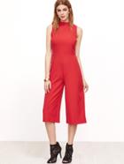 Shein Red Sleeveless Cropped Wide Leg Jumpsuit