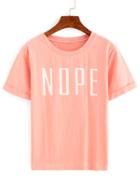 Shein Pink Letters Print T-shirt