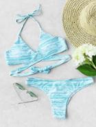 Shein Mixed Print Wrap Bikini Set