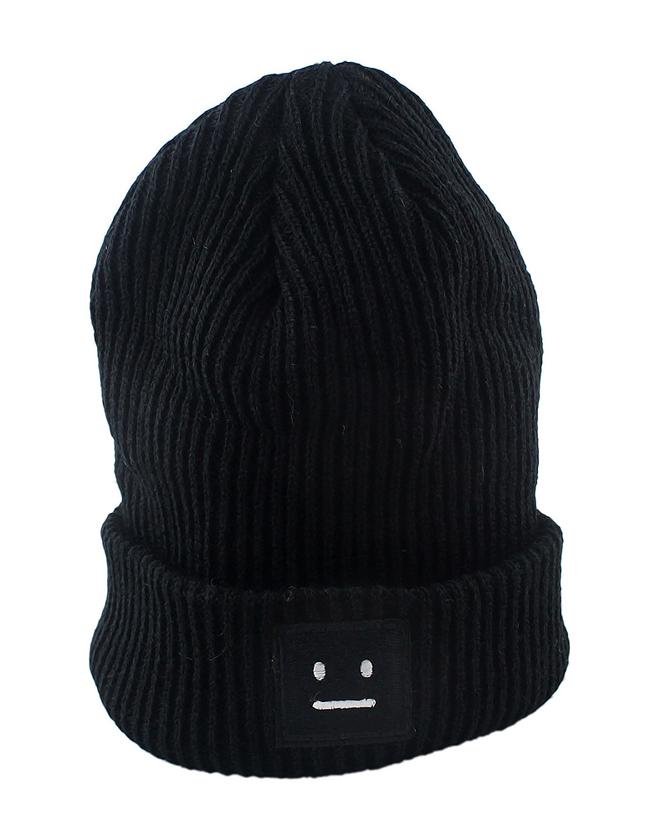 Shein Tide Fashion Black Big Popular Autumn And Winter Thick Stick Needle Face Knitting Hat