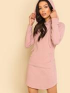 Shein Pocket Front Rib Knit Hoodie Dress