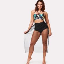 Shein Plus Flower Print Bikini Set With Mesh