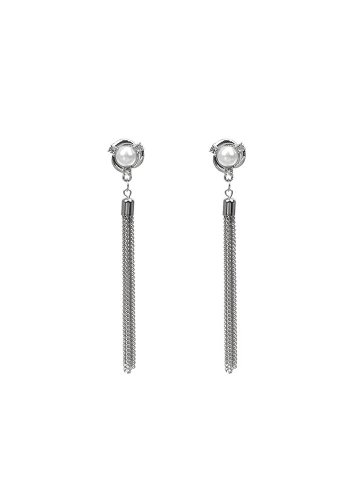 Shein Faux Pearl Top Chain Tassel Earrings