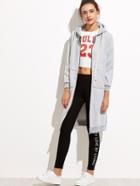 Shein Drawstring Zip Up Longline Hoodie