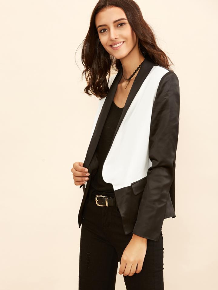 Shein Color Block Shawl Collar Slim Fit Blazer