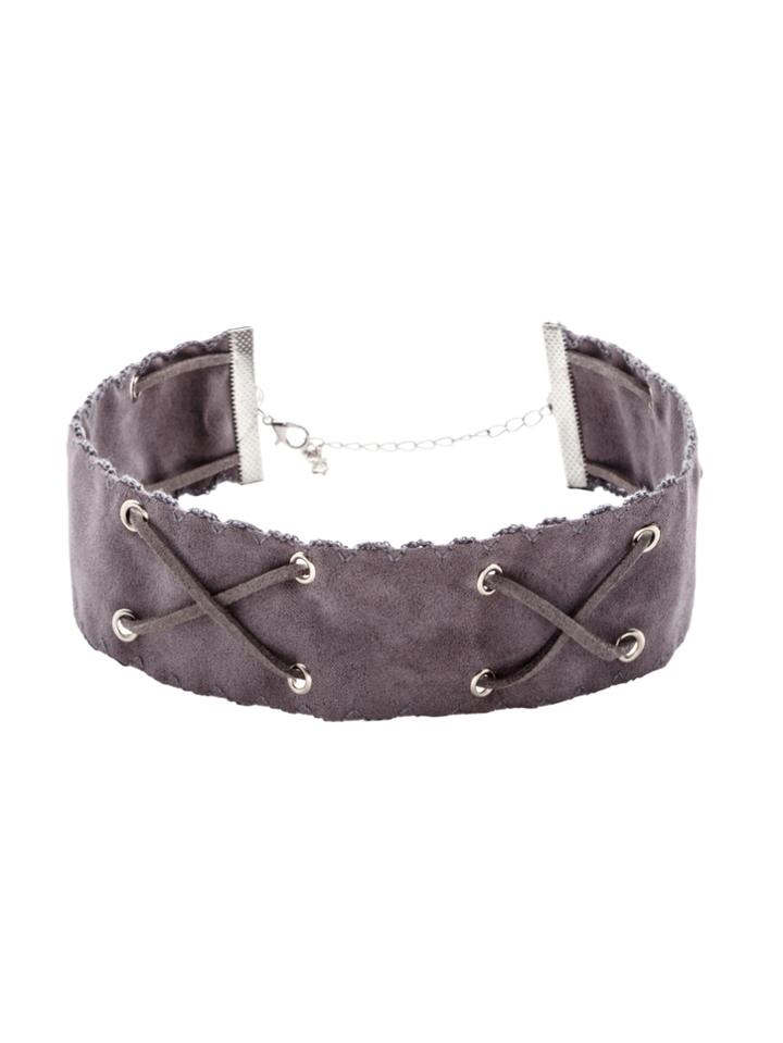 Shein Grey Crisscross Band Wide Choker Necklace