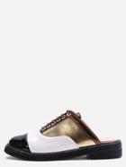 Shein Multicolor Patchwork Leather Lace Up Slippers