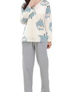 Shein Cartoon Print Tee & Leggings Pj Set