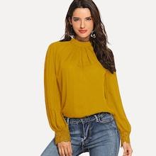 Shein Contrast Lace Solid Blouse
