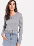 Shein Ruffle Hem Heather Knit Tee