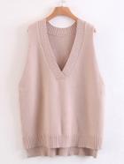 Shein V Neckline High Low Ribbed Knit Vest