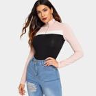 Shein Pull-ring Colorblock Fitted Tee