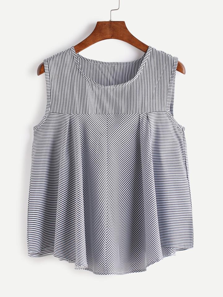 Shein Pinstripes Pleated Vest Top