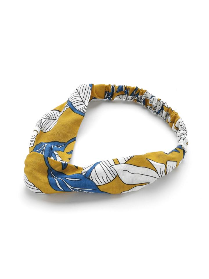 Shein Leaf Print Twist Headband