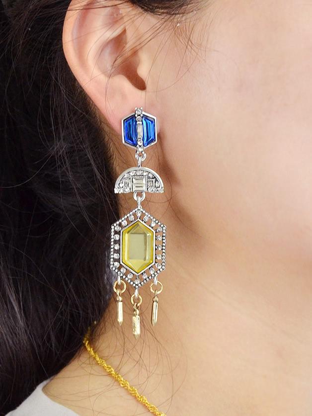 Shein Ethnic Statement Spike Pendant Earrings
