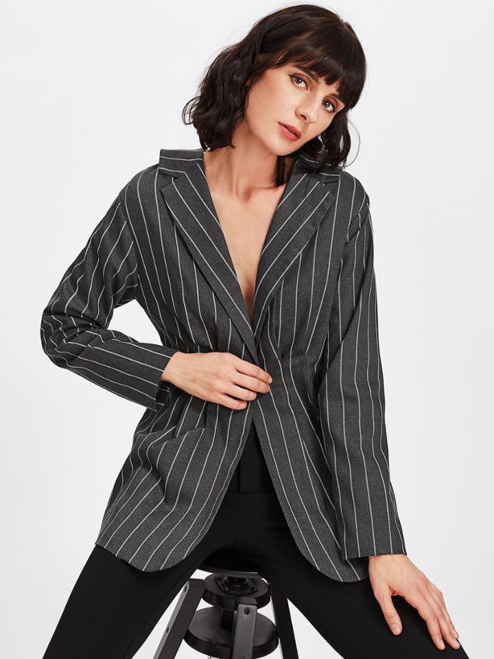Shein Tied Back Striped Peplum Blazer