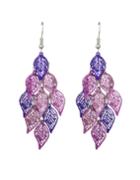 Shein Purple Long Drop Leaf Shape Earrings