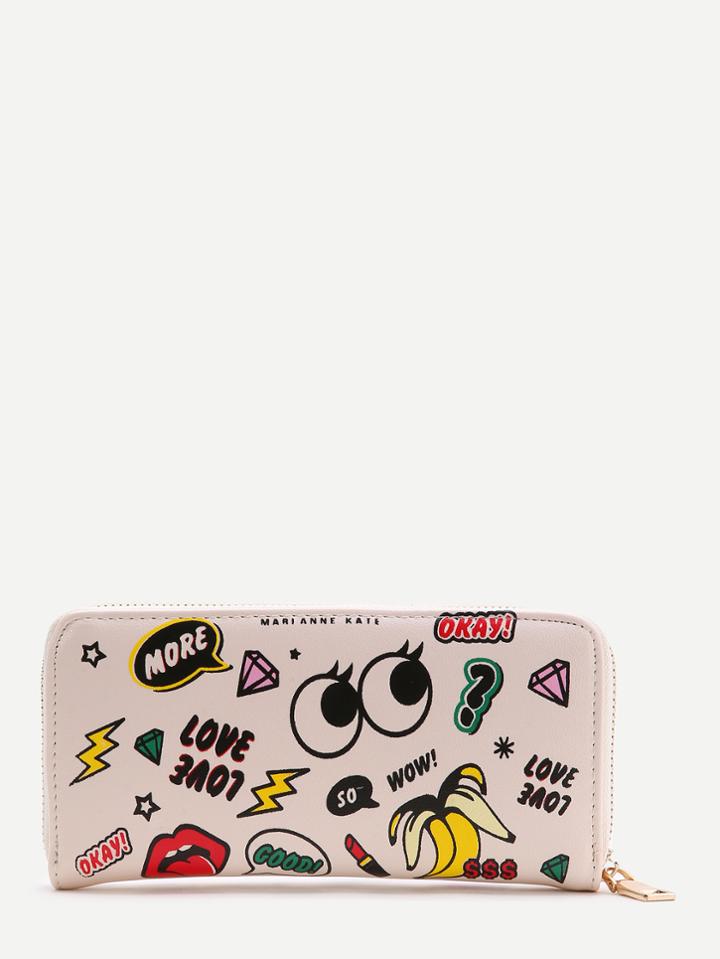 Shein Cute Eye Print Zipper Wallet