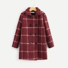 Shein Girls Double Breasted Grid Collar Coat