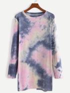 Shein Tie Dye Long Sleeve T-shirt Dress