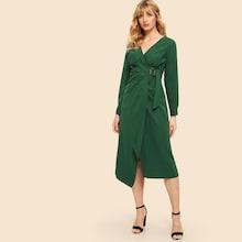 Shein 80s Surplice Neck Asymmetrical Neck Dress