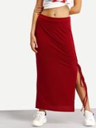 Shein Side Slit Lace-up Long Jersey Skirt