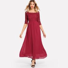 Shein Lace Panel Zip Up Back Dress