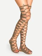 Shein Cut Out Strappy Gladiator Sandals Olive Green