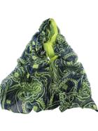 Shein Navyblue Autumn New Flower Printed Long Voile Scarf