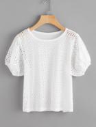 Shein Hollow Out Lace Panel Tee