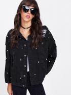 Shein Pearl Beaded Ripped Jacket