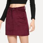 Shein Solid Button Waist Corduroy Skirt