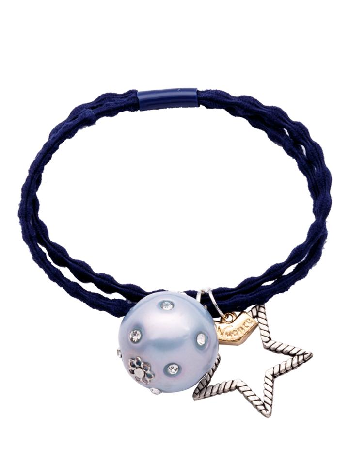 Shein Dark Blue Cord Hollow Star Ball Hair Tie