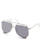 Shein Silver Frame Clear Decorative Double Bridge Sunglasses