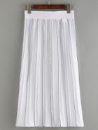 Shein White Striped Pleated Knitted Skirt