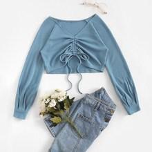 Shein Drawstring Front Crop Sweatshirt