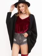 Shein Black Shawl Collar Open Front Cocoon Cardigan