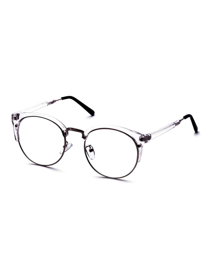 Shein Clear Frame Semi Rimless Metal Trim Glasses