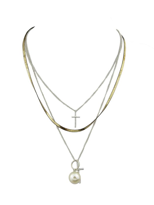 Shein Best Seller Multilayers Chain Cross Shape Pendant Necklace