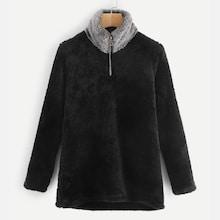 Shein Plus Solid Half Placket Teddy Jacket