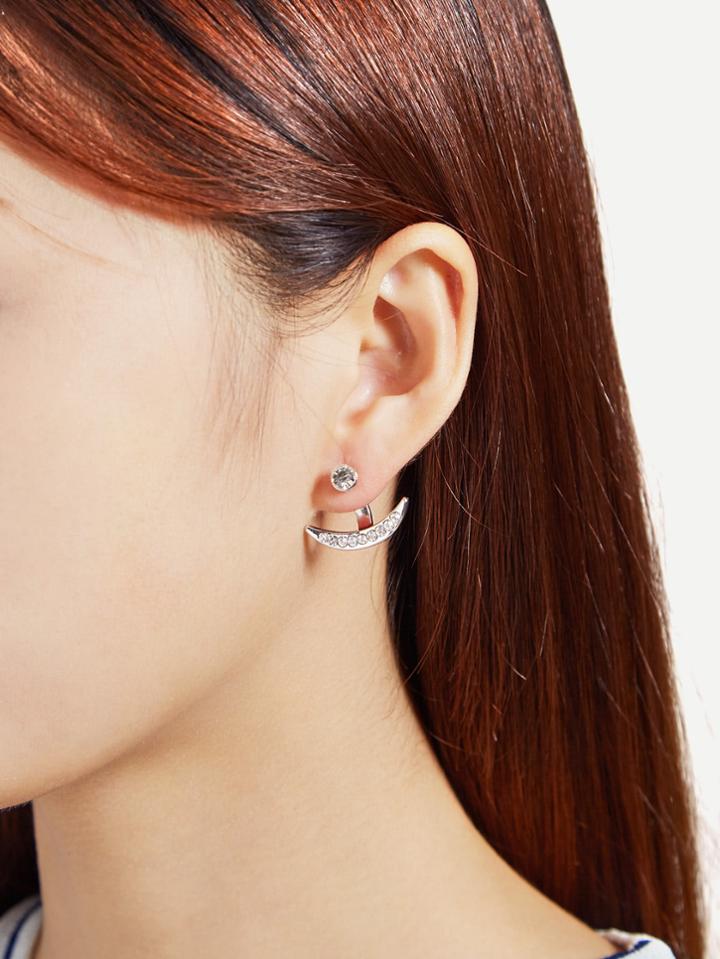 Shein Rhinestone Moon Shaped Ear Jacket 2pcs